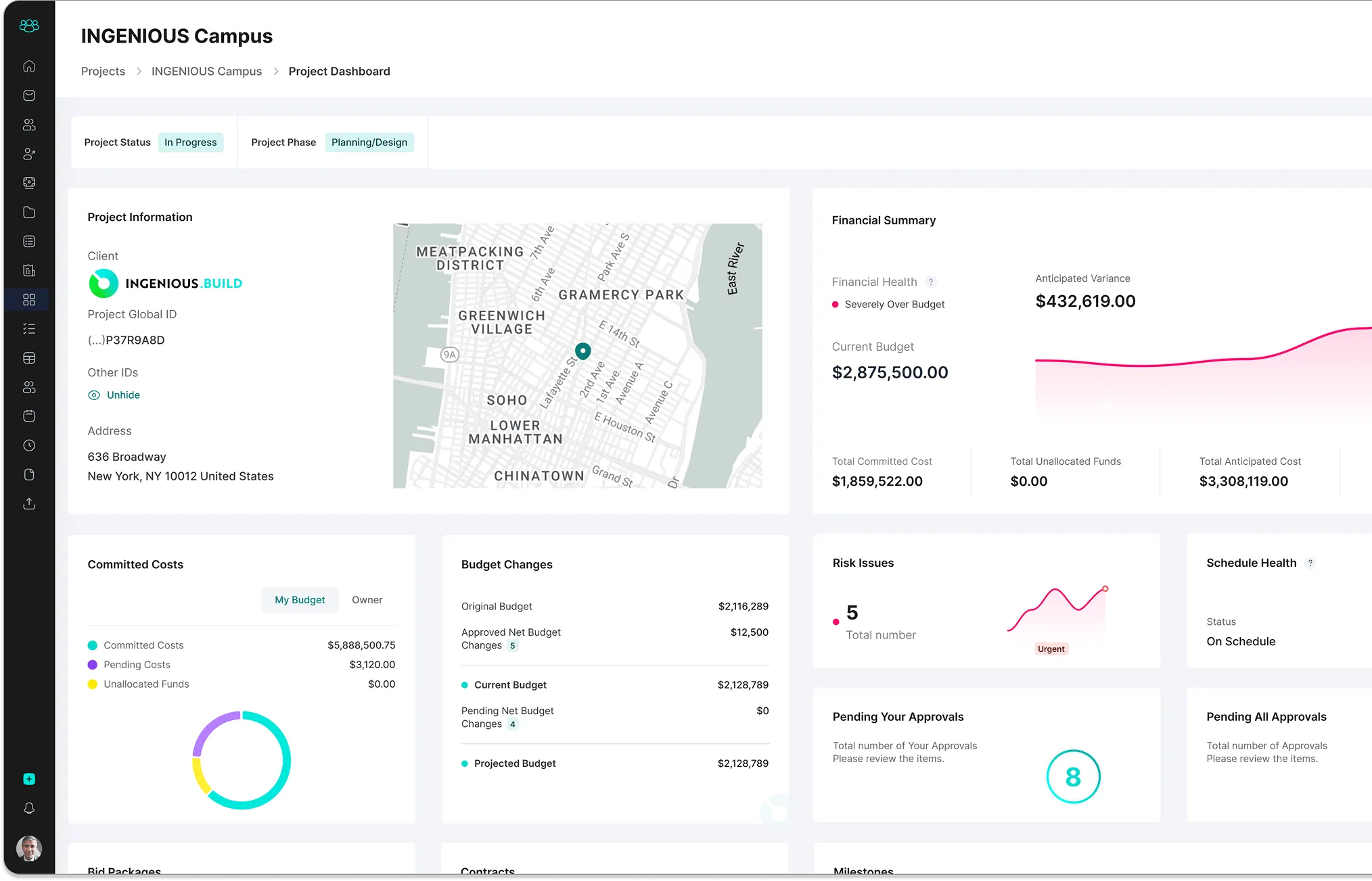 Construction Software Project Dashboard